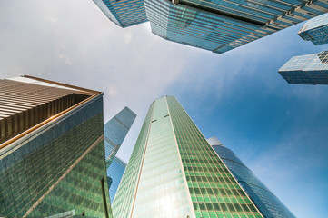 Skyscrapers in business center on blue sky background