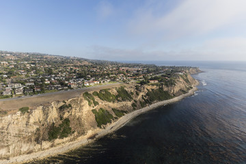 Fototapeta na wymiar Coastal aerial view of Rancho Palos Verdes in Los Angeles County, California. 