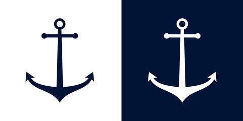 Ships anchor vector icon - obrazy, fototapety, plakaty
