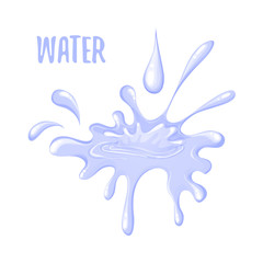 Isolated water blue splash on white background. Vector illustration of isolated water splash on white background
