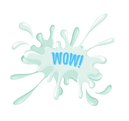 Isolated wow blue splash on white background. Vector illustration of isolated wow splash on white background