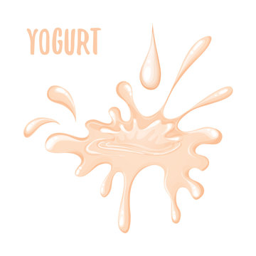 Isolated Splash Of Pink Yogurt On A White Background. Vector Illustration Of Isolated Yogurt Splash On White Background