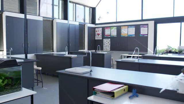 Modern science classroom in a high school