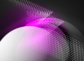 Obraz premium Glowing wave created with particles on dark color background
