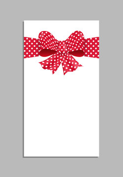 Card template with red bow. Vector