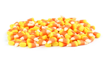 Halloween candy corns isolated on white