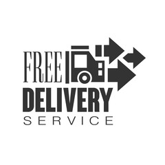 Fototapeta na wymiar Free delivery service logo design template, black vector Illustration on a white background