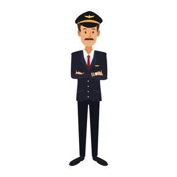 commercial airlines pilot in uniform crossed arms