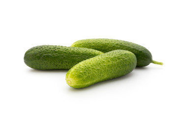 Eco cucumber on white background. Fresh vegetables.