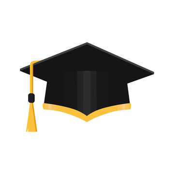 Academic graduation cap isolated on the background. Vector illustration in the flat style