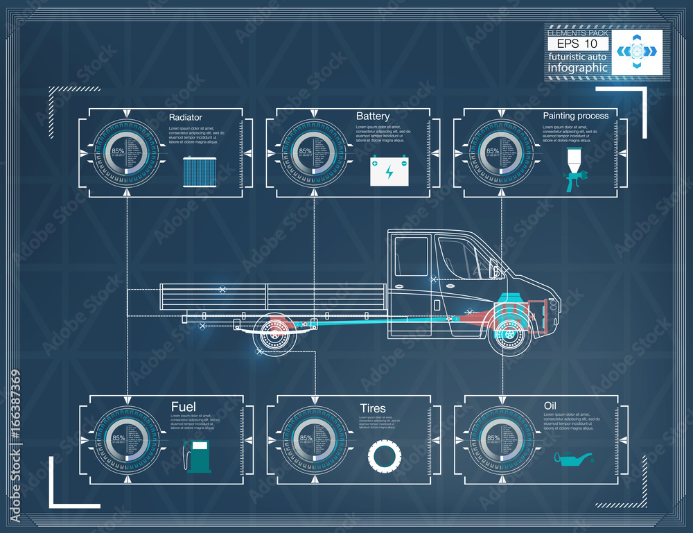 Poster futuristic user interface. hud ui. abstract virtual graphic touch user interface. cars infographic. 