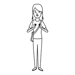 happy girl handbag standing character female