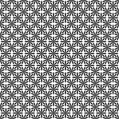 Repeating abstract monochrome stylized flower pattern - geometric floral vector background from curved shapes
