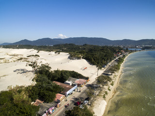 Fototapeta na wymiar Aerial view Lagoa da Conceicao and dunes in Florianopolis - Santa Catarina - Brazil. July, 2017