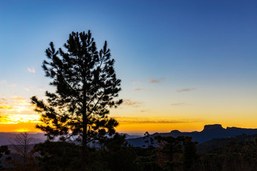Campos do Jordao, Brazil. Pedra do Bau view at sunset (golden hour)