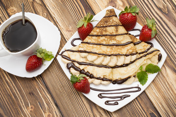 Crepes with Banana and strawberries