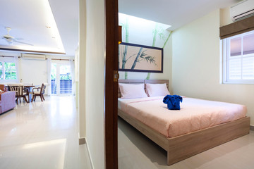 luxury interior design of bedroom in cozy house