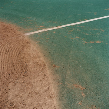 Detailed view of dirt from pitcher's mound on baseball field