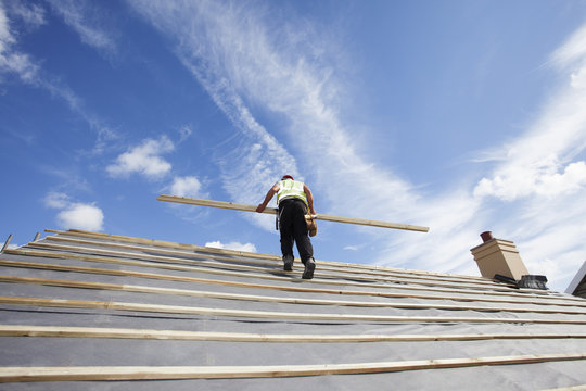 Roofer with tile battens.