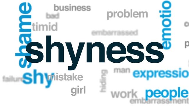 Shyness animated word cloud, text design animation.