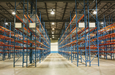 Empty Shelves in Warehouse