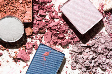 A closeup look at eyeshadow on a white table.