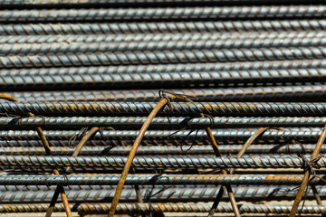 rebar steel bars, reinforcement concrete bars with wire rod used in foundation of construction site