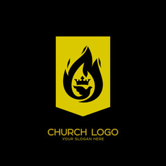 Church logo. Christian symbols. The Flame of the Holy Spirit and the Kingdom of God