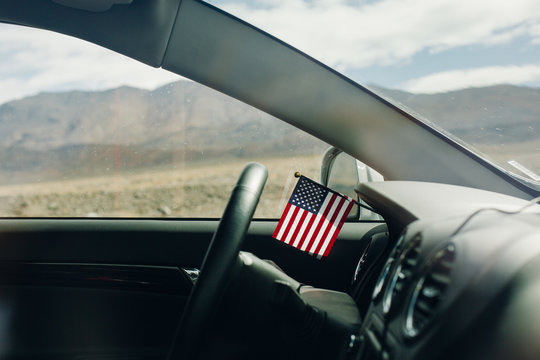 Little American Flag In The Car