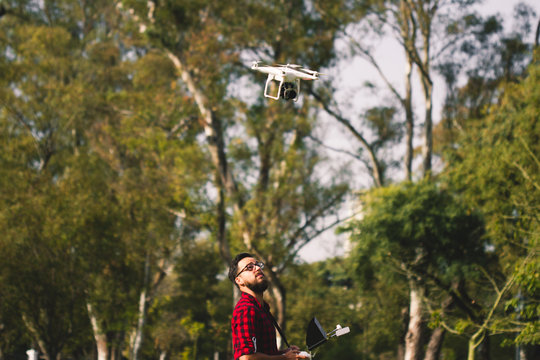 Man flying drone