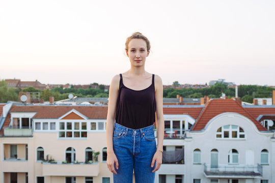 Young woman on rooftop in Berlin