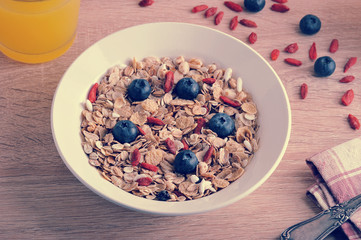 Healthy Breakfast - Goji berries with cornflakes