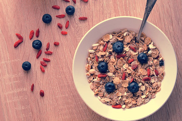 Healthy Breakfast - Goji berries with cornflakes