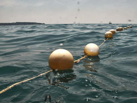 Floating fenders on sea