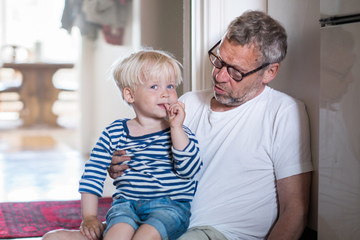 Grandfather and grandson enjoying being together