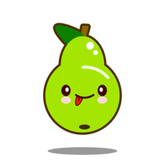 pear fruit cartoon character icon kawaii Flat design Vector Illustration