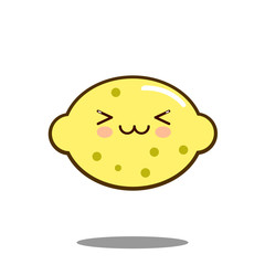 Cute lemon fruit cartoon character icon kawaii Flat design Vector Illustration
