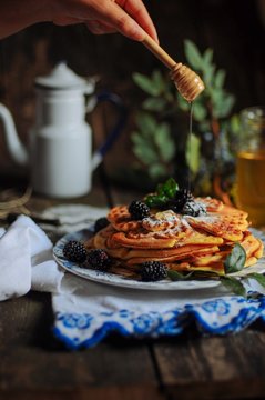 waffles on the rustic table