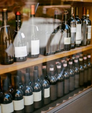 Wine on vitrine