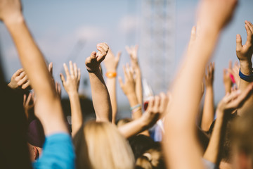 Hands of funs on the concert
