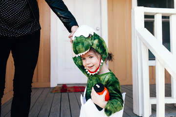 Young boy in halloween costume