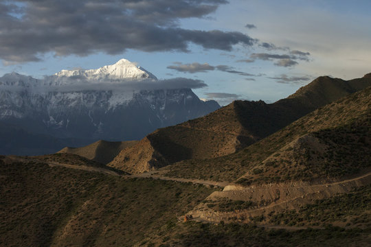 Annapurna, Nilgiri Range seen from the village of Samar in Upper Mustang.