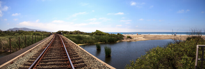 Train tracks run through San Clemente State Beach