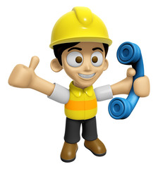3D Construction Worker Man Mascot just calls me back when you have more time. Work and Job Character Design Series 2.