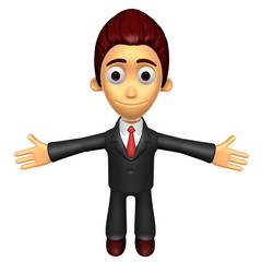 3D Business man mascot has been welcomed with both hands. Work and Job Character Design Series.