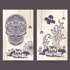 Vector vintage Halloween set of banners