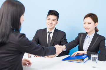 businesspeople with interview