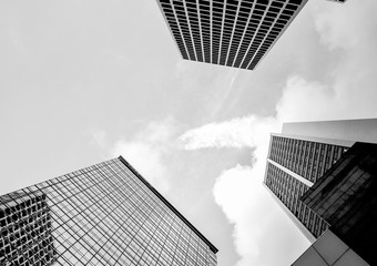 Glass surface view in district business centers with black and white color