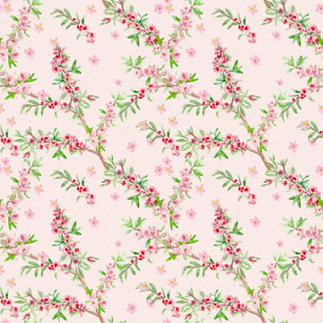cute floral seamless texture. watercolor painting