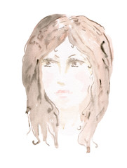 sketch of pretty girl. watercolor painting